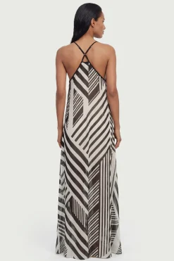 KarenMillen Robe De Plage En Georgette De Viscose À Rayures chromes Et Ourlet Mouchoir<Femme Robes|Toutes Les Robes
