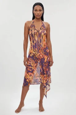Robe De Plage En Maille À Imprimé Animal Abstrait