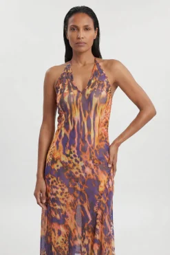 Robe De Plage En Maille À Imprimé Animal Abstrait