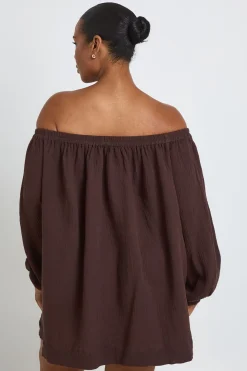 Robe De Plage Grande Taille Bardot À Manches Volumineuses