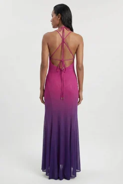 Robe De Plage Longue À Bretelles En Mesh Dégradé Coucher De Soleil