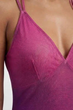 Robe De Plage Longue À Bretelles En Mesh Dégradé Coucher De Soleil
