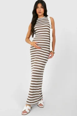 Robe de plage maxi en crochet sans manches pour maternité