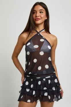 boohoo Robe De Plage Mini Dos Nu En Mesh À Pois<Femme Toutes Les Robes|Pois