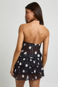 boohoo Robe De Plage Mini Dos Nu En Mesh À Pois<Femme Toutes Les Robes|Pois
