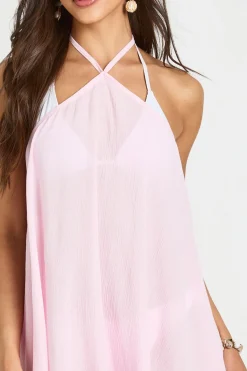 boohoo Robe De Plage Mini À Encolure Licou En Gaze De Coton<Femme Robes|Robes Dos Nu