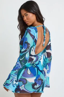 boohoo Robe De Plage Mini En Mesh Transparent À Imprimé Abstrait<Femme Robes|Toutes Les Robes