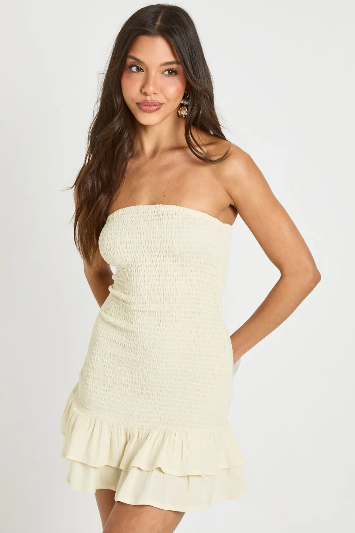 Robe De Plage Mini Froncée En Gaze De Coton