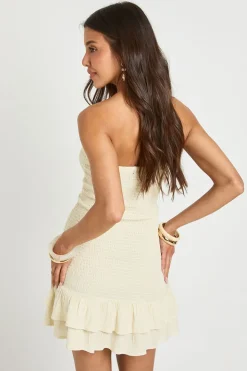 Robe De Plage Mini Froncée En Gaze De Coton