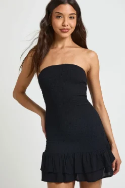 boohoo Robe De Plage Mini Froncée En Tissu Gaze<Femme Toutes Les Robes|Robes
