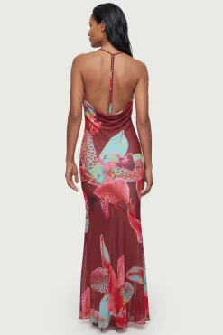 Robe de Plage Nuisette Petite en Georgette de Viscose à Imprimé Floral Photographique