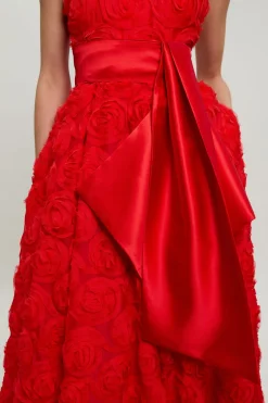 Robe De Soirée En Tulle À Rosettes Avec Ceinture En Satin Tissé