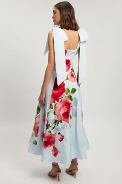 KarenMillen Robe De Soirée Tissée À Imprimé Floral En Viscose Et Lin<Femme Robes Bal De Promo|Robes