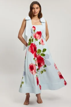 KarenMillen Robe De Soirée Tissée À Imprimé Floral En Viscose Et Lin<Femme Robes Bal De Promo|Robes