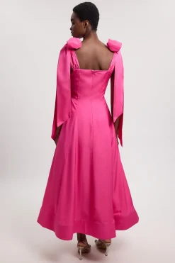 Robe De Soirée Tissée Petite À Bretelles Nouées En Viscose Lin