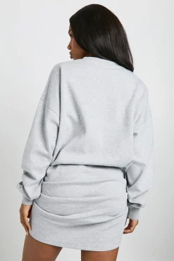 boohoo Robe de sweat-shirt à manches longues avec taille froncée<Femme Robes À Manches Longues|Robes