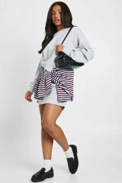 boohoo Robe de sweat-shirt à manches longues avec taille froncée<Femme Robes À Manches Longues|Robes