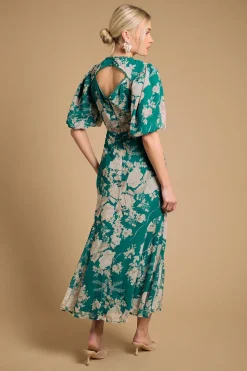 Robe de Thé à Panneaux avec Détails de Finition et Manches Bouffantes