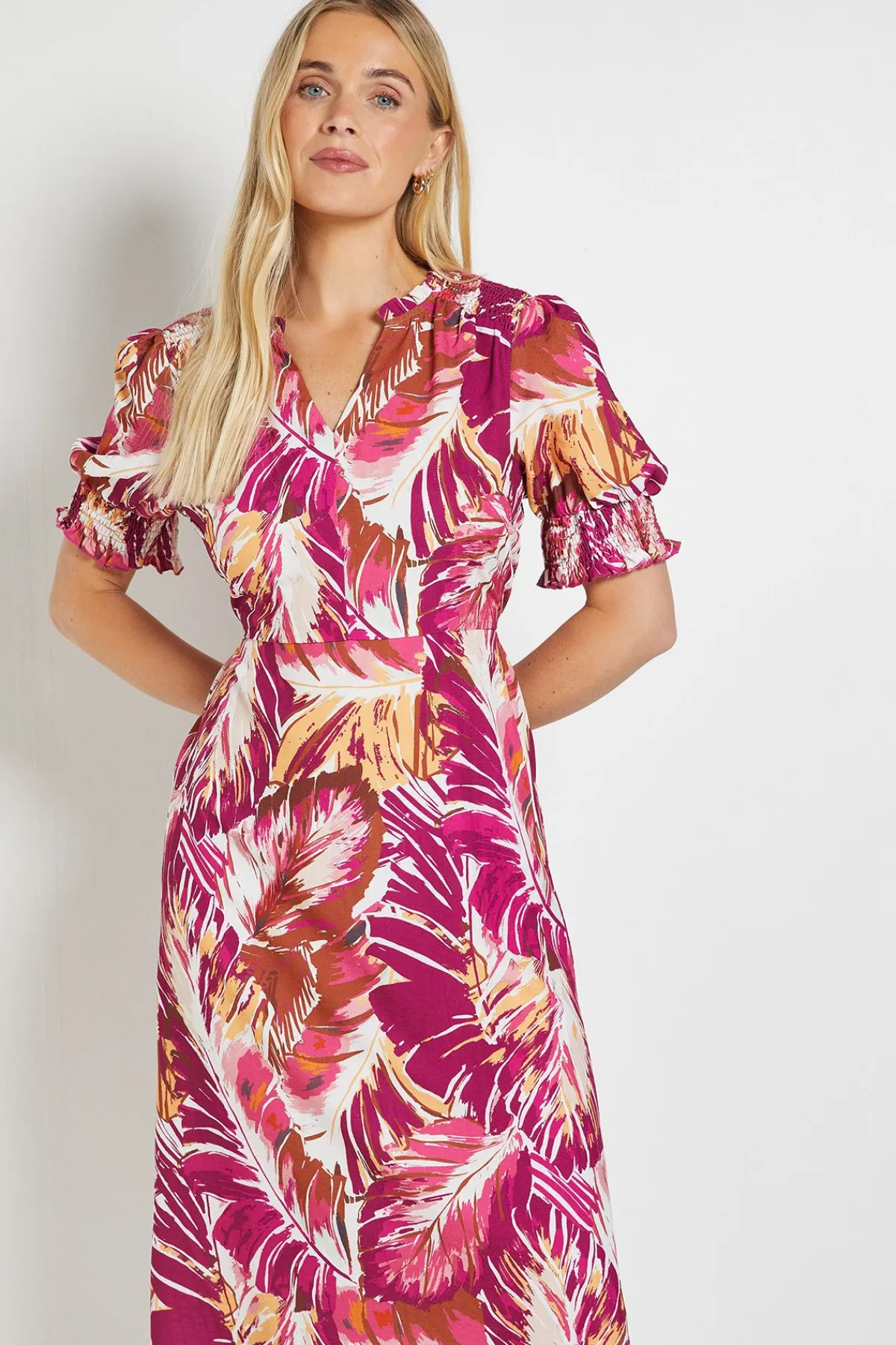 Wallis Robe De Thé Petite À Imprimé Palmier Estival<Femme Robes|Robes Mi-Longues