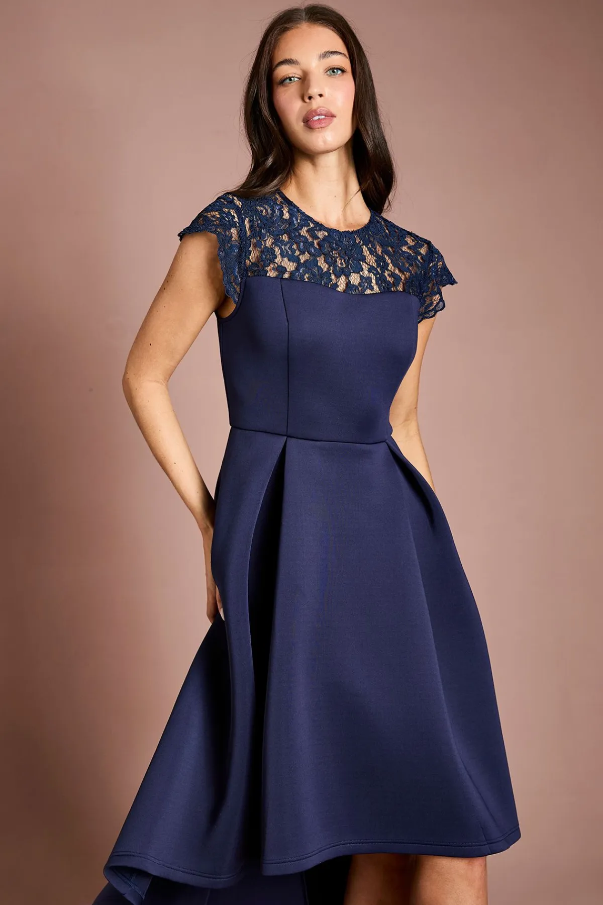 Coast Robe D'occasion Jupe Scuba Haut En Dentelle<Femme Toutes Les Robes|Robes Mi-Longues