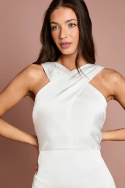Coast Robe Dos-nu En Satin À Ourlet En Dentelle Et Devant Croisé<Femme Robes Mi-Longues|Satin Et Dentelle