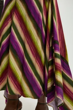 KarenMillen Robe Dos-nu Mi-longue Tissée En Mélange De Coton À Rayures Fluides Multicolores<Femme Toutes Les Robes|Robes