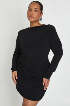 Robe drapée froncée à épaulettes Slinky Plus