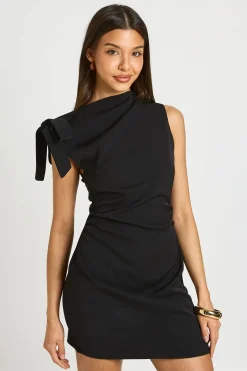 boohoo Robe Droite Ajustée Asymétrique À Nœud Sur L'épaule<Femme Robes De Soirée|Toutes Les Robes