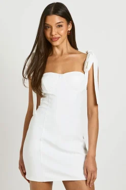 Robe Droite Ajustée À Encolure Cœur Et Bretelles Nouées