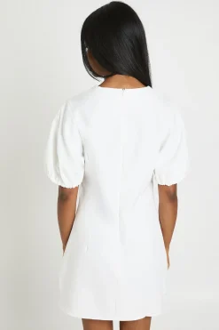 Robe Droite Ajustée À Manches Bouffantes