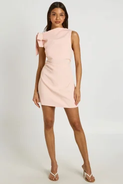 Robe Droite Ajustée À Épaule Nouée Asymétrique