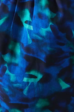 Wallis Robe Droite Bleue à Imprimé Abstrait avec Détail Ajouré<Femme Robes|Robes À Manches Longues