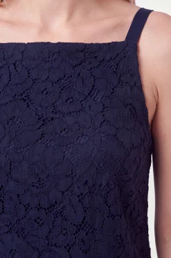Robe Droite À Bretelles En Satin Et Dentelle Petite