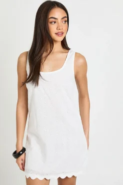 boohoo Robe Droite À Broderie Anglaise Avec Ourlet Festonné<Femme Toutes Les Robes|Robes