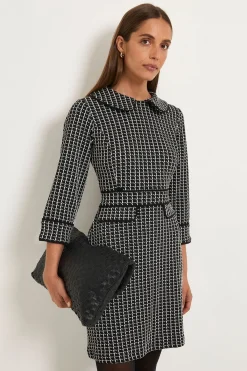 Wallis Robe Droite À Carreaux En Ponte Avec Poches<Femme Robes Mi-Longues|Robes À Manches Longues