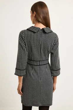 Wallis Robe Droite À Carreaux En Ponte Avec Poches<Femme Robes Mi-Longues|Robes À Manches Longues