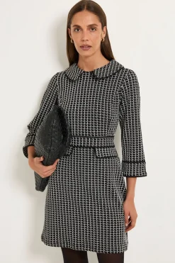 Wallis Robe Droite À Carreaux En Ponte Avec Poches<Femme Robes Mi-Longues|Robes À Manches Longues