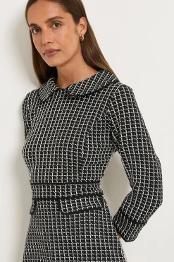 Wallis Robe Droite À Carreaux En Ponte Avec Poches<Femme Robes Mi-Longues|Robes À Manches Longues