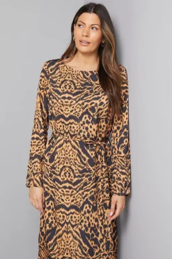 Wallis Robe Droite Ceinturée à Imprimé Animal<Femme Robes Mi-Longues|Robes À Manches Longues