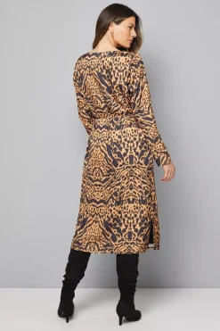 Wallis Robe Droite Ceinturée à Imprimé Animal<Femme Robes Mi-Longues|Robes À Manches Longues