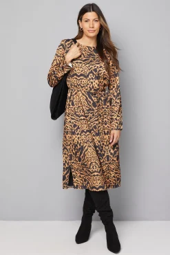 Wallis Robe Droite Ceinturée à Imprimé Animal<Femme Robes Mi-Longues|Robes À Manches Longues