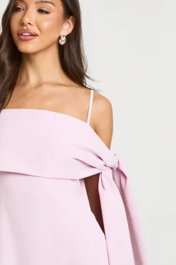 Robe Droite Cintrée À Bretelles Avec Nœud Rabattu