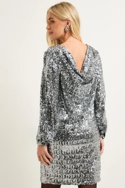 Wallis Robe Droite à Col Bénitier avec Sequins Carrés Petite<Femme Robes À Manches Longues|Robes