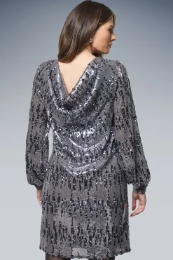 Robe Droite à Col Bénitier Pailletée