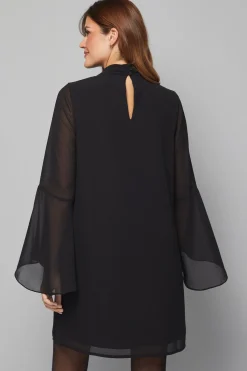 Wallis Robe Droite à Col en Mousseline<Femme Toutes Les Robes|Robes À Manches Longues