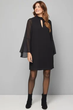Wallis Robe Droite à Col en Mousseline<Femme Toutes Les Robes|Robes À Manches Longues