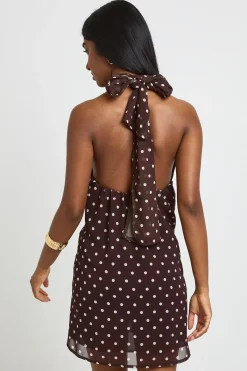 boohoo Robe Droite À Col Licou Avec Détail De Bordure À Pois<Femme Pois|Robes