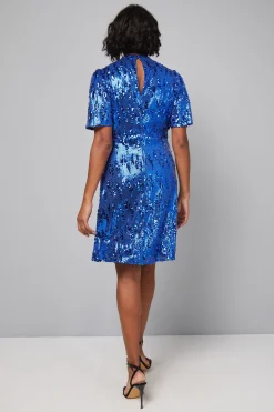 Robe Droite Col Montant à Sequins