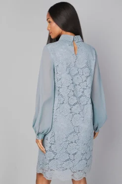 Wallis Robe Droite à Col Noué en Dentelle<Femme Satin Et Dentelle|Robes À Manches Longues