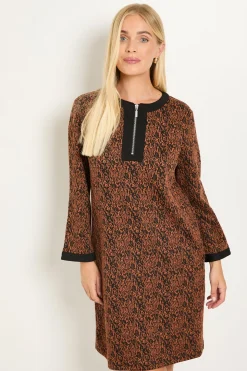 Robe Droite Contrastée En Ponte Jacquard Petite